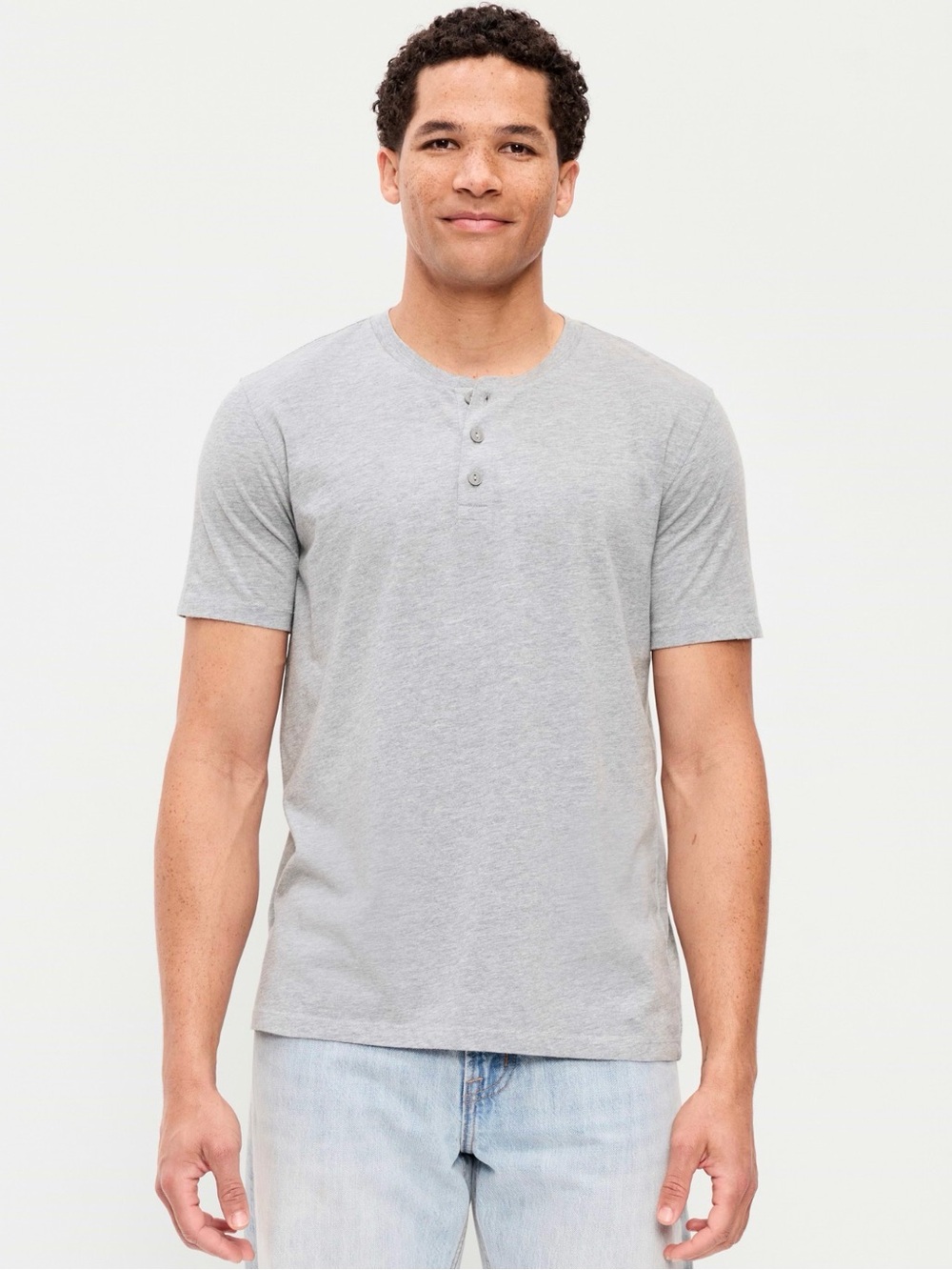 NWT Old Navy Men's Short Sleeve Henley T-Shirt in Gray, Size XXL